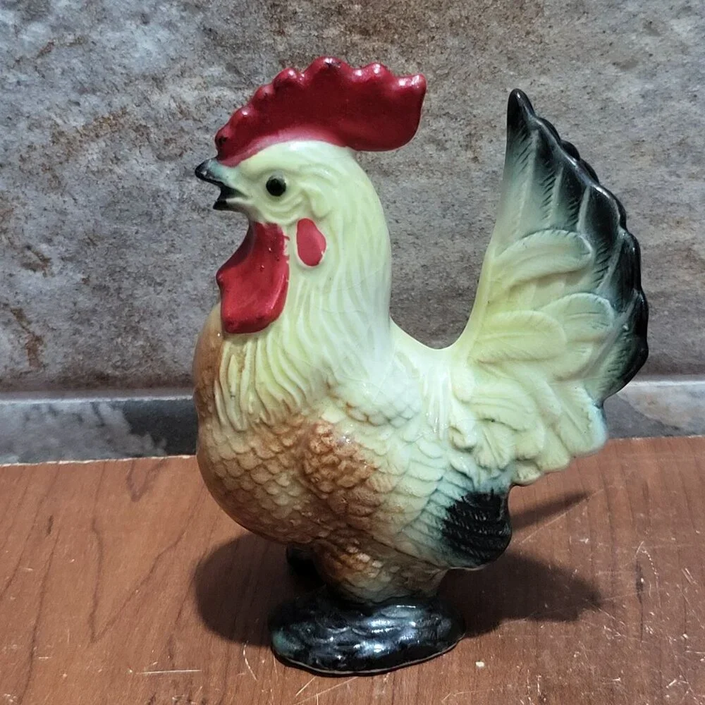 Vintage Ceramic Chicken Rooster Single Salt Pepper Shaker